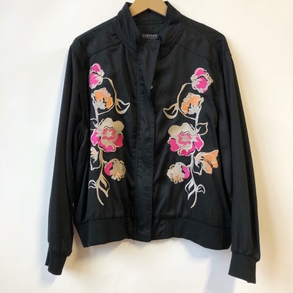 Context Lord & Taylor Embroidered Bomber Jacket Sz. XL - Picture 2 of 8